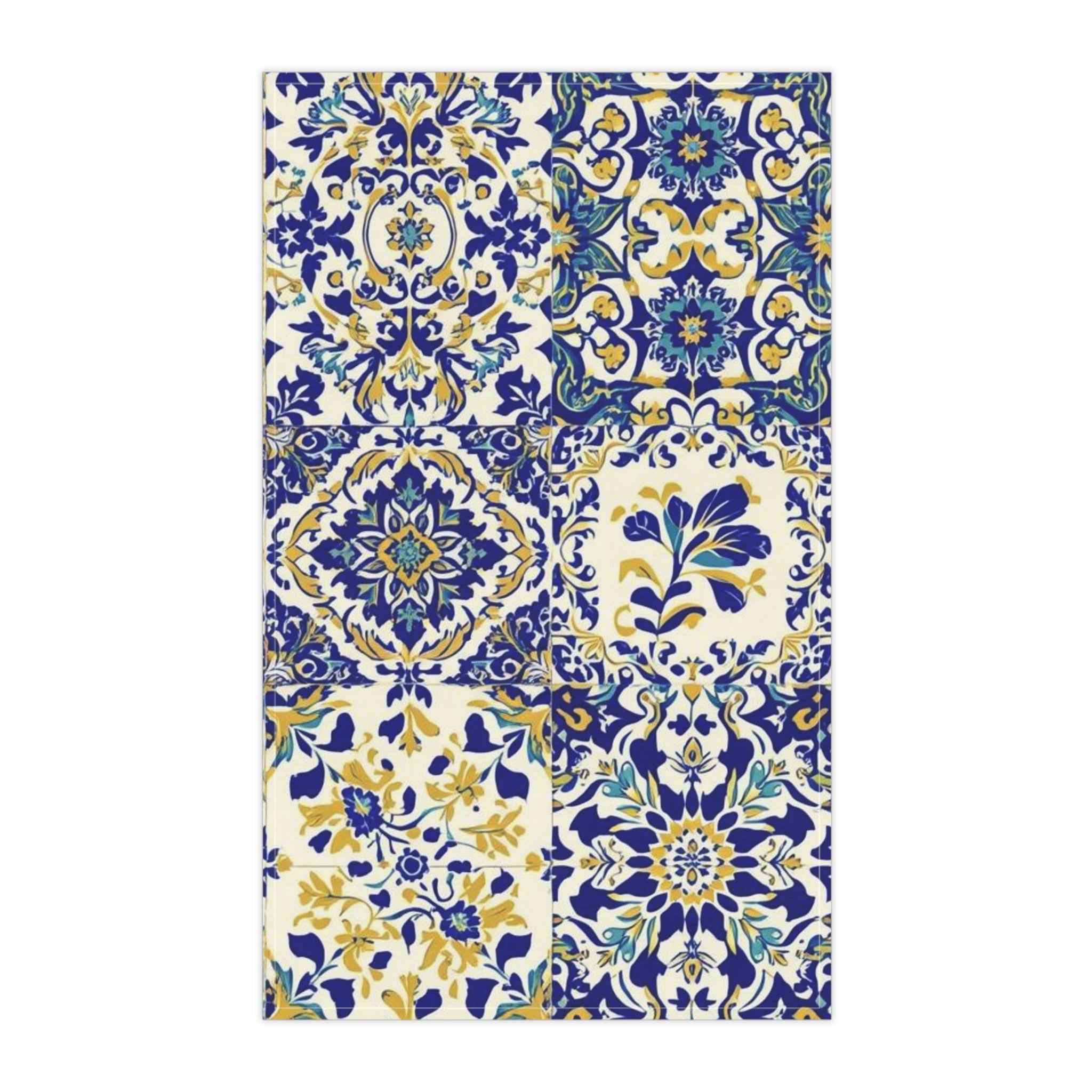 Elegant Floral Tea Towels, Kitchen Decor, Blue Yellow Home Accessories, Gift for Housewarming, Wedding, or Holidays